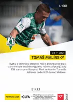 Fotbalove karty Fortuna Liga 2021-22 - L-001 Tomas Malinsky zadni strana