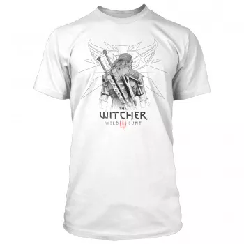 Zaklínač biele tričko Witcher 3 Sketched Geralt Premium veľ. XXL