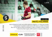 Fotbalove karty Fortuna Liga 2021-22 - L-074 Matej Pulkrab zadni strana