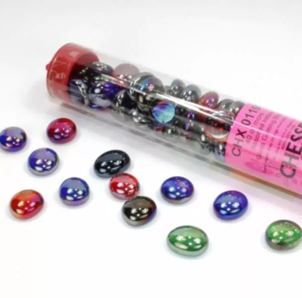 Chessex Gaming Glass Stones in Tube Iridized Assorted Colors (žetóny) - 40 ks