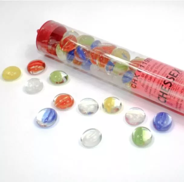 Chessex Gaming Glass Stones in Tube Catseye Assorted Colors (žetóny) - 40 ks