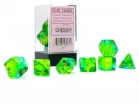 Sada kostek Chessex Gemini Translucent Green-Teal/Yellow Polyhedral 7-Die Set