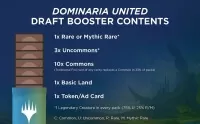 Magic the Gathering Dominaria United Draft Booster - rozložení karet v boosteru
