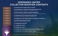 Magic the Gathering Dominaria United Collector Booster Box - rozložení karet v boosteru
