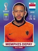 World Cup Katar 2022 - box fotbalových samolepek EN/DE - Memphis Depay