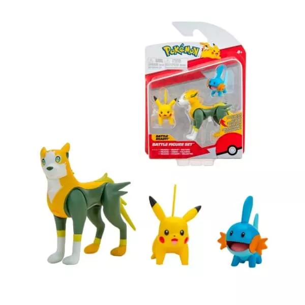 Pokémon akčné figúrky 3-Pack Mudkip, Pikachu a Boltund 5cm