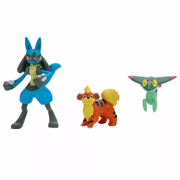 Pokémon akčné figúrky 3-Pack Growlithe, Dreepy, Lucario 5 cm
