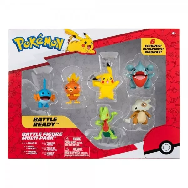 Pokémon akčné figúrky 6-Pack (Treecko, Torchic, Mudkip, Gible, Pikachu, Cubone)