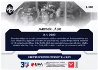 Jaromír Jágr Hokejová live karty Tipsport extraliga 2022-2023 druhá strana