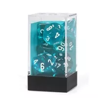 Krabička sedmi kostek Translucent Teal/white Polyhedral 7-Die Set