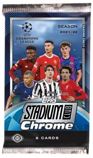 2021-2022 Topps Champions League Stadium Club Chrome Hobby Balíček futbalové karty