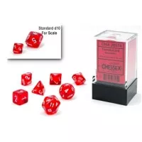 Sada 7 červeno-bílých RPG mini kostek Chessex Gemini Polyhedral