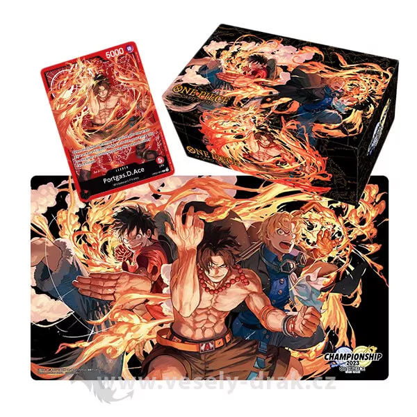 One Piece Card Game - Set Ace, Sabo a Luffy (škatuľka, podložka a karta)