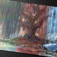 Hraci podlozka Magic the Gathering - Bloomburrow - Season Lands Three Tree City (Four Seasons) umelecka