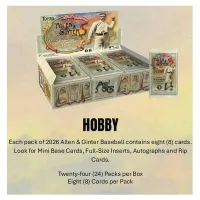 Obsah krabičky Topps Allen and Ginter Baseball Hobby Box 2026